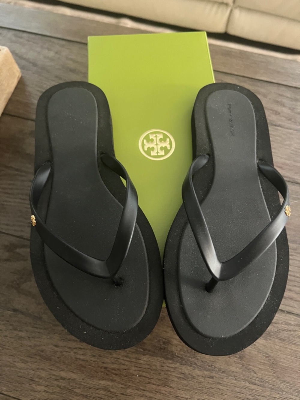 Tory Burch Black Women's Flip Flop Sandals ~ Kira Padded SZ 9 New in box